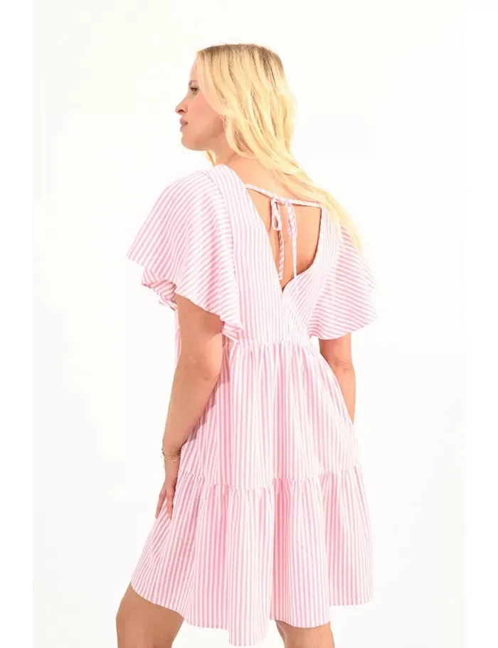 1738 - Pink Striped Dress - Molly Bracken