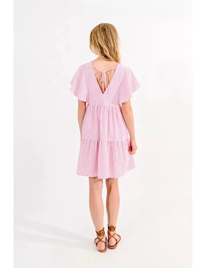 1738 - Pink Striped Dress - Molly Bracken