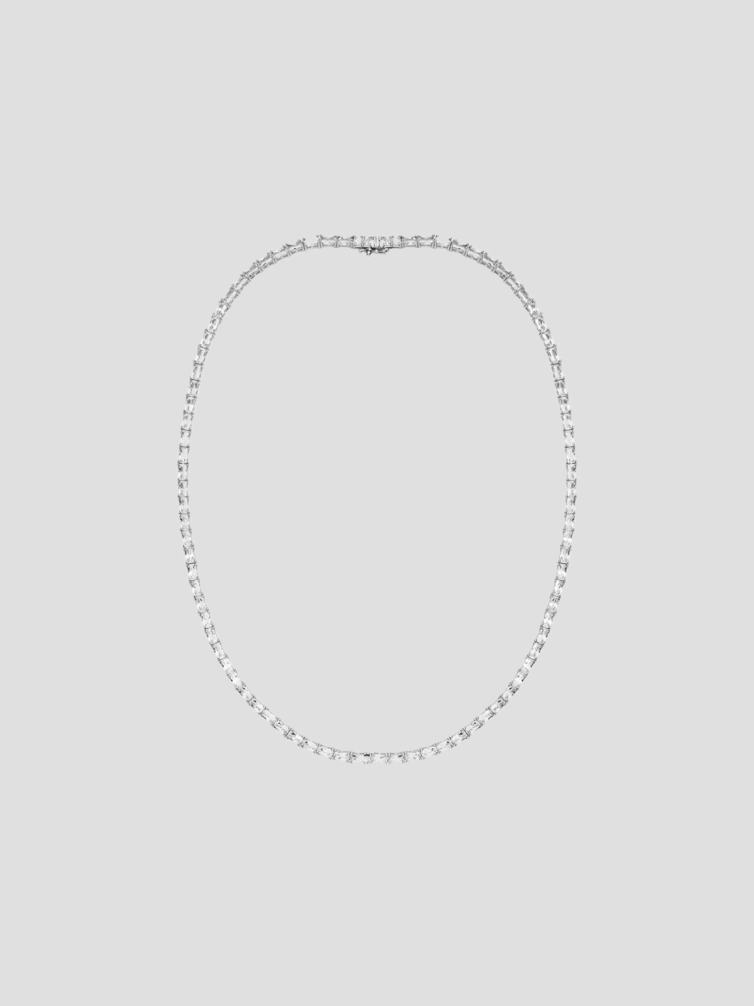 20 Rhodium Baguette Necklace