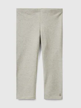 3/4 leggings in stretch cotton - Light Gray | Benetton