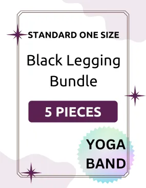 5-Pack Black YOGA Leggings - Standard One Size