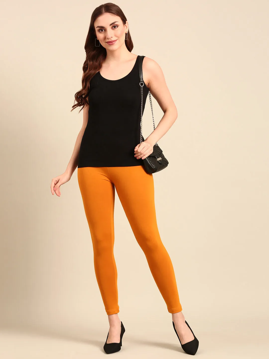 Ankle Length Leggings Cotton-Dark Mustard