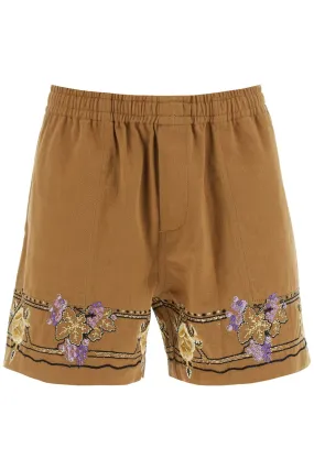 Autumn Royal Shorts With Floral Embroideries