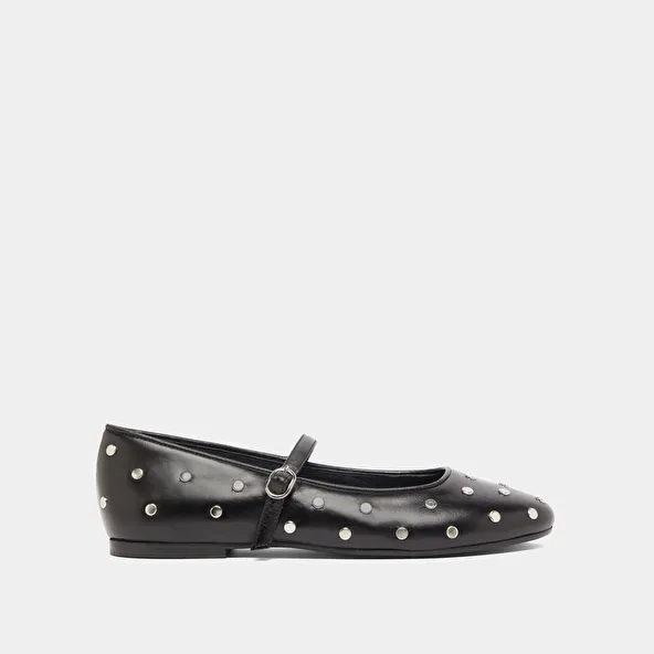 Ballet flats with straps in black leather