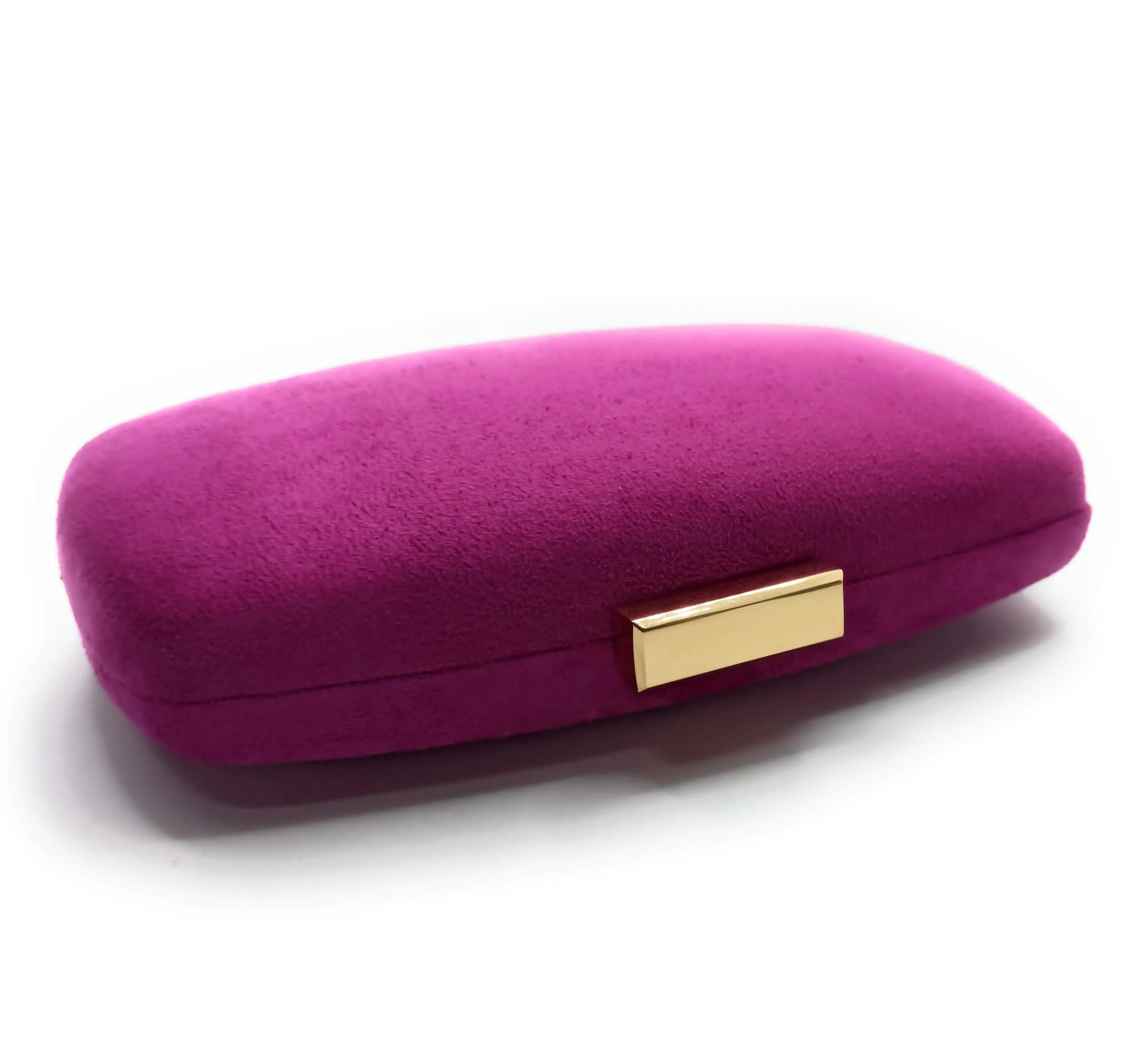 Cartera De Mano Bolso Fiesta · Ante Ovalado Violeta Oro