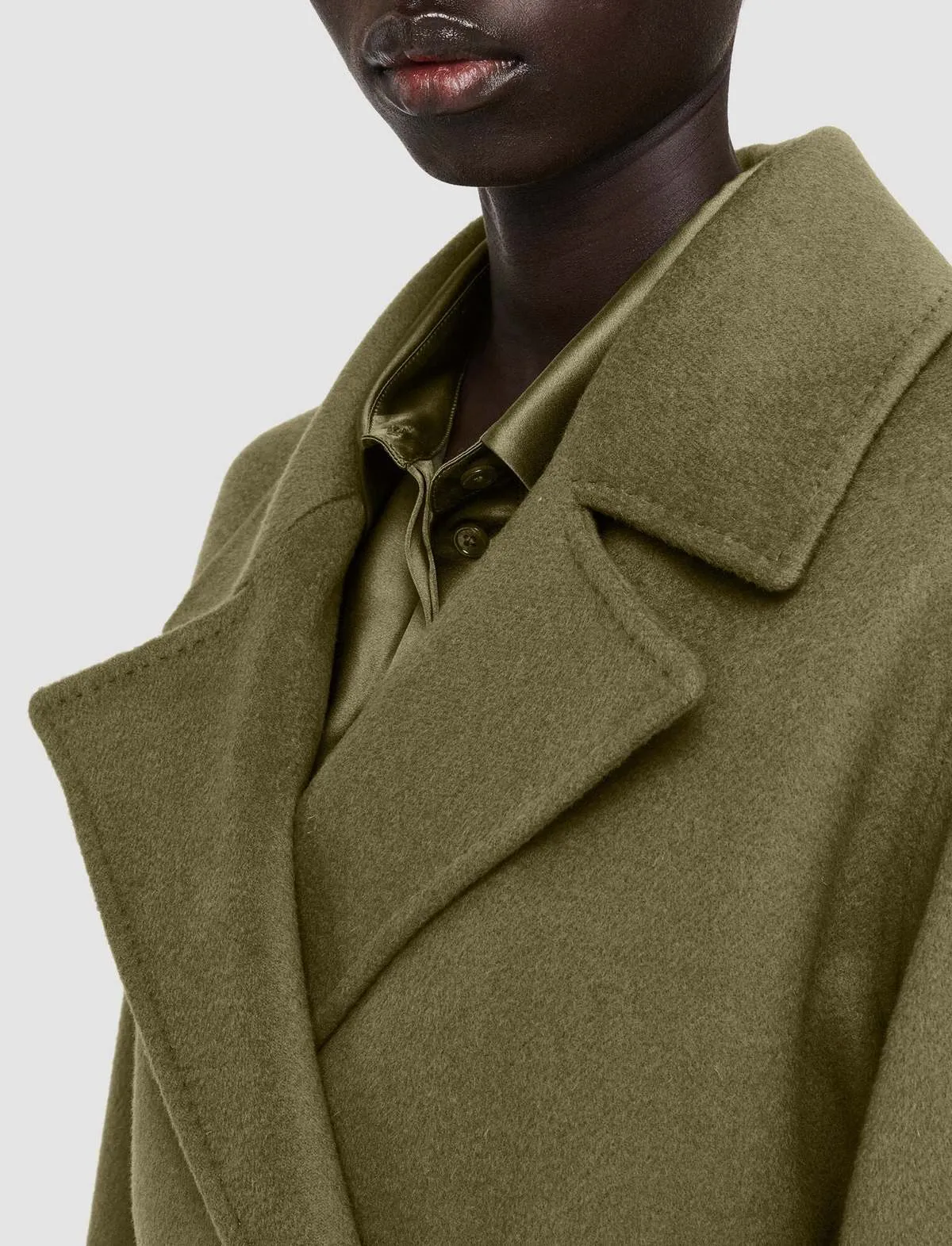 Clemence Double Face Cashmere Coat - Dark Olive