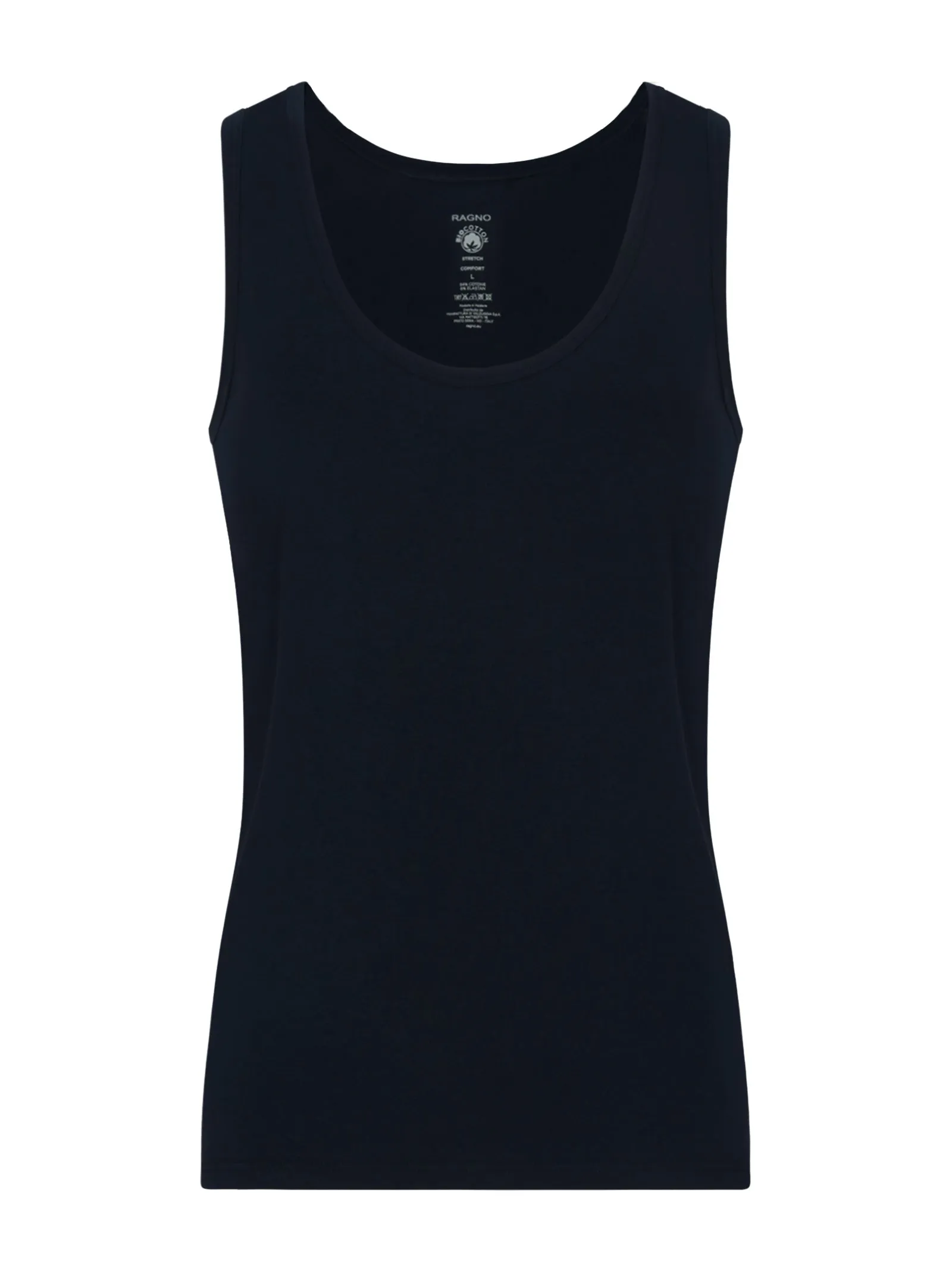 Comfort - Canottiera spalla larga in cotone elasticizzato - Bleu