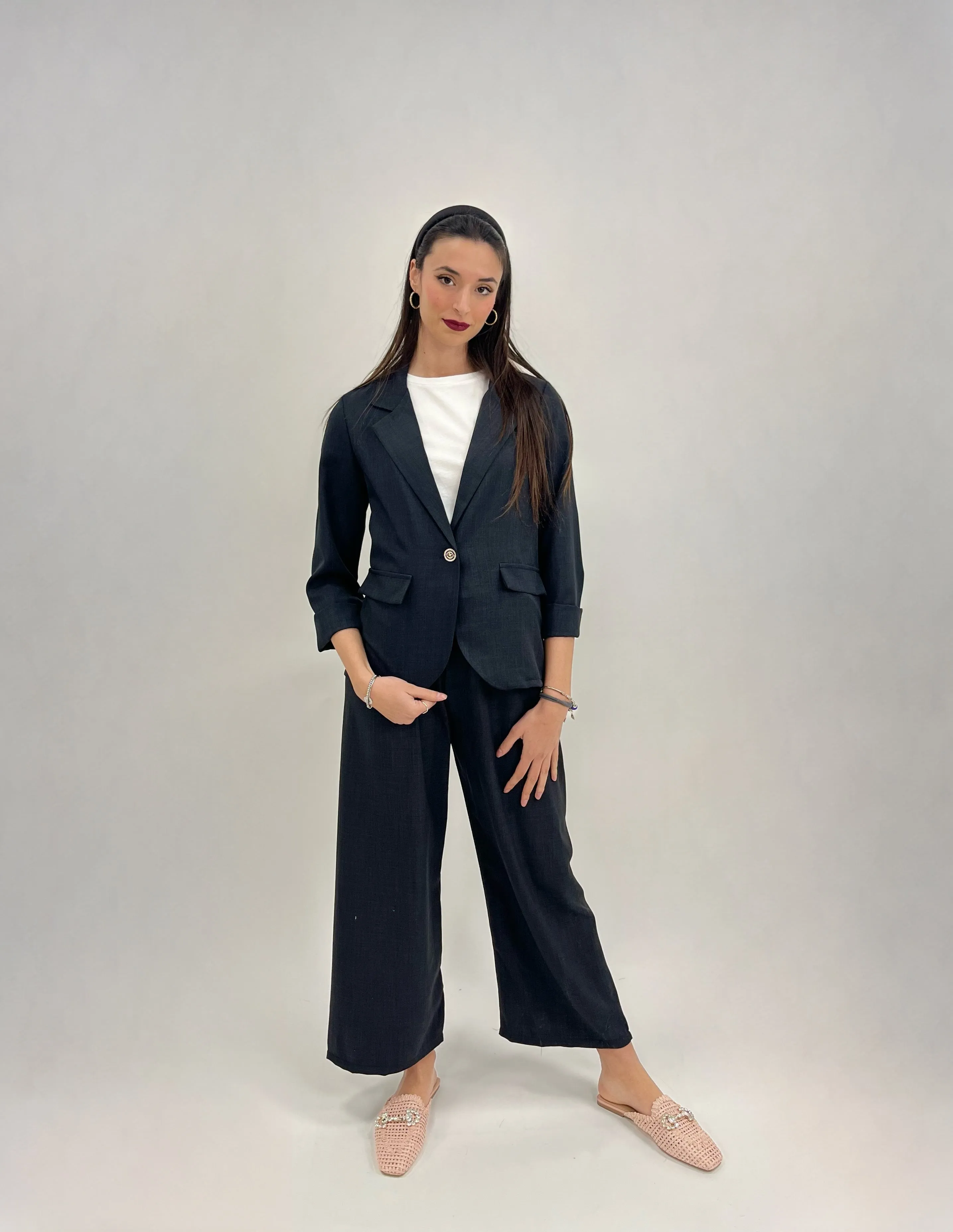 Completo giacca e pantaloni gamba larga