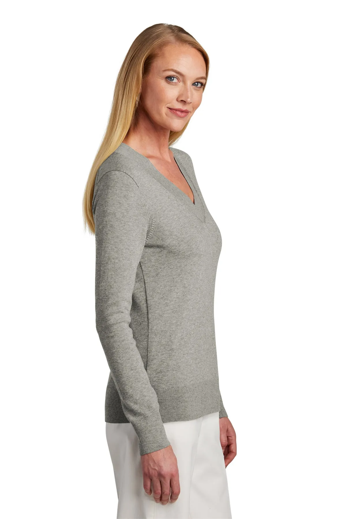 Custom Embroidered - Brooks Brothers Women's Cotton Stretch V-Neck Sweater BB18401