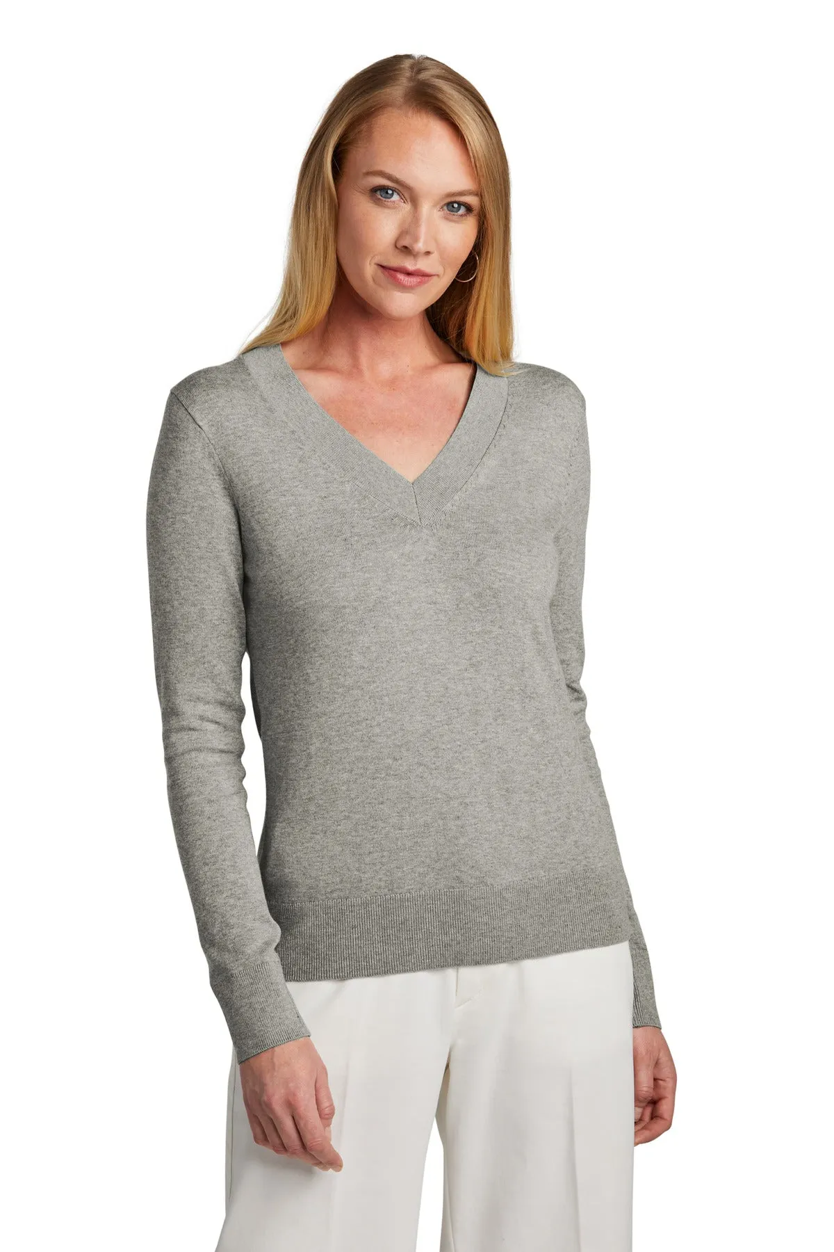 Custom Embroidered - Brooks Brothers Women's Cotton Stretch V-Neck Sweater BB18401