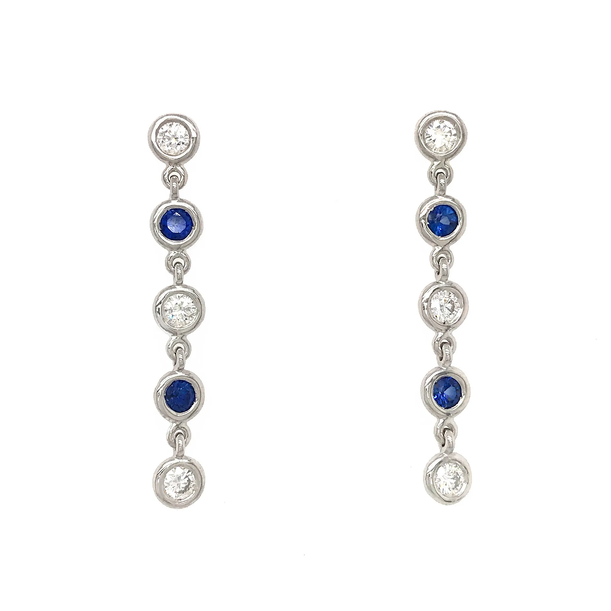 Diamond and Sapphire Drop Earrings