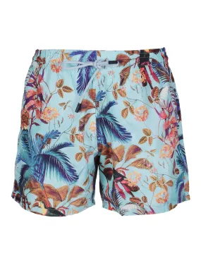 Etro Floral Printed Logo Patch Swim Shorts