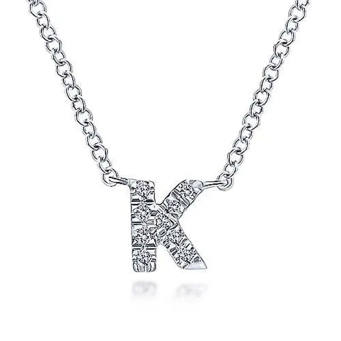 Gabriel & Co. K Initial Diamond Pendant Necklace in 14K White Gold