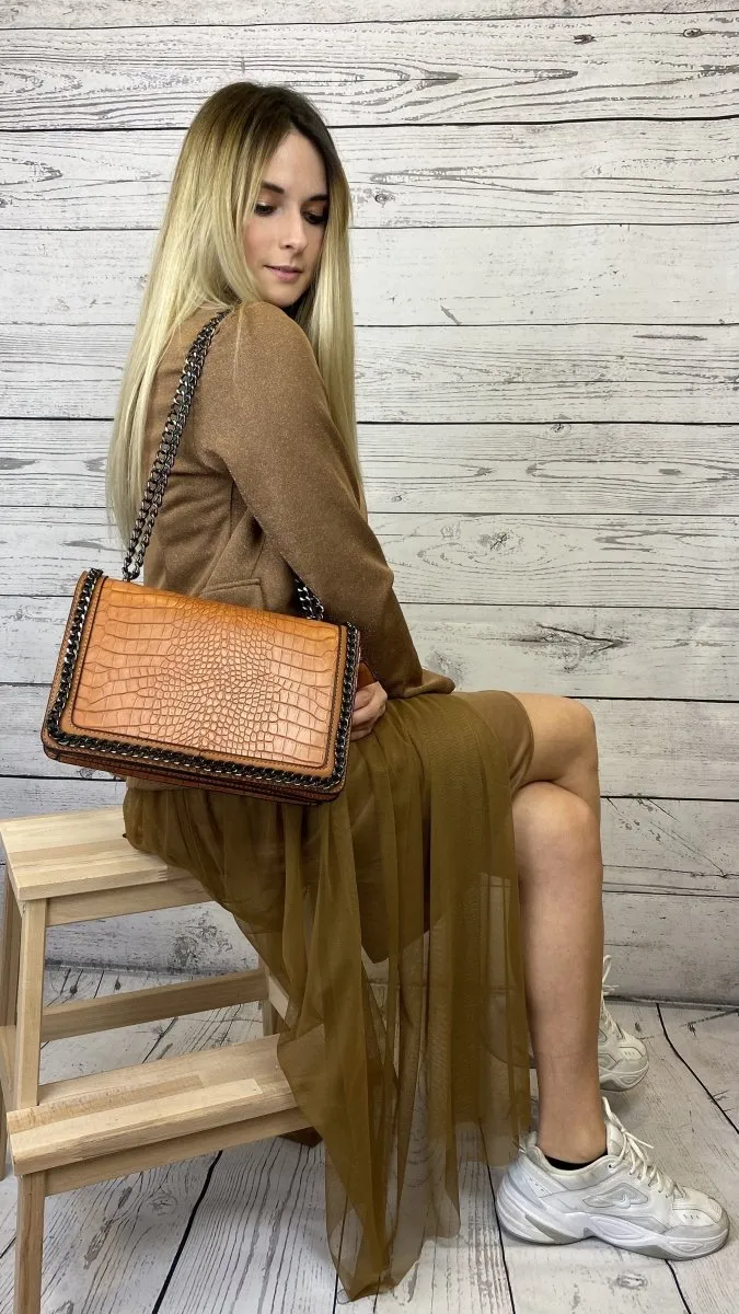 Giacca color marrone con glitter oro