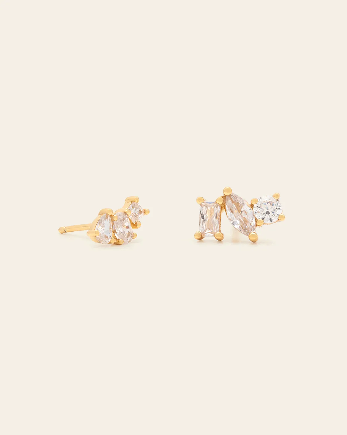 Gigi Asymmetrical Studs - Gold Vermeil