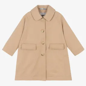 Girls Beige Cotton Trench Coat