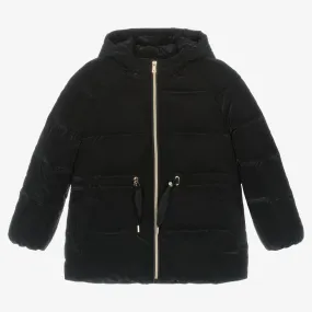 Girls Black Hooded Puffer Coat