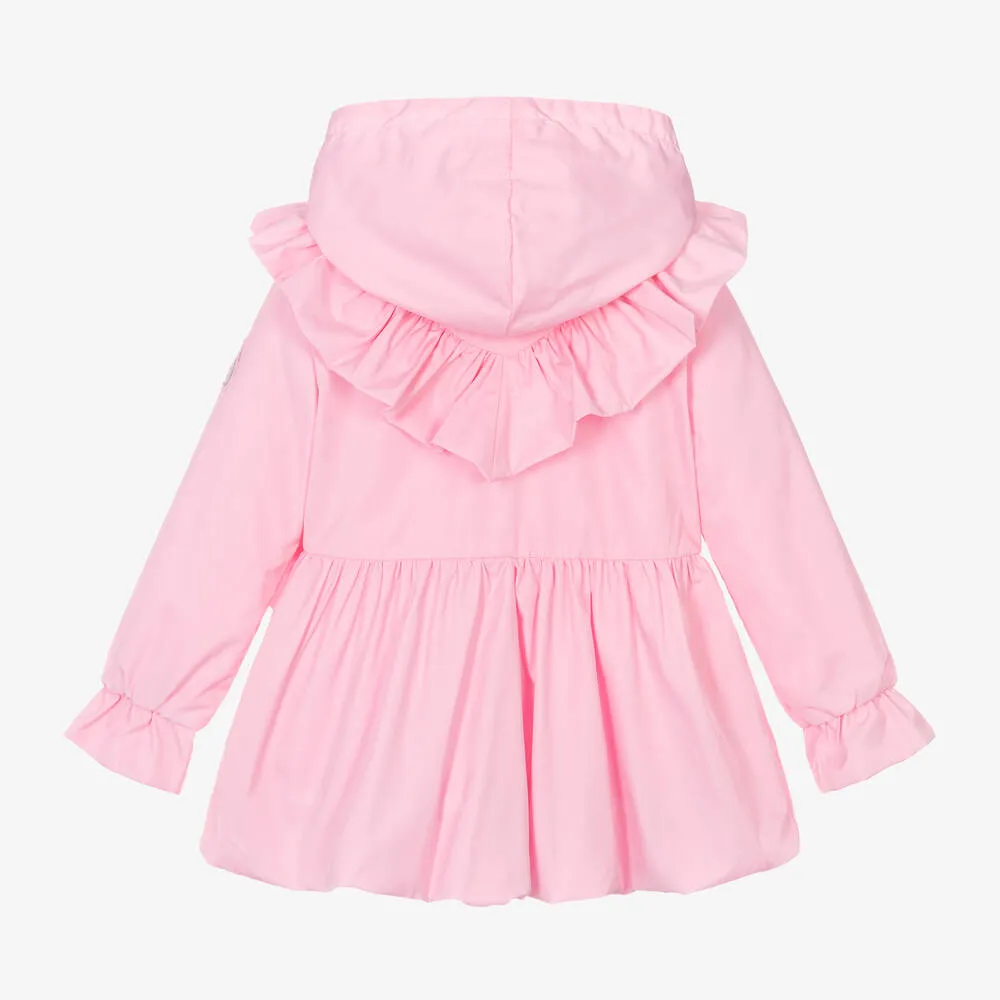 Girls Pink Bow Hooded Coat