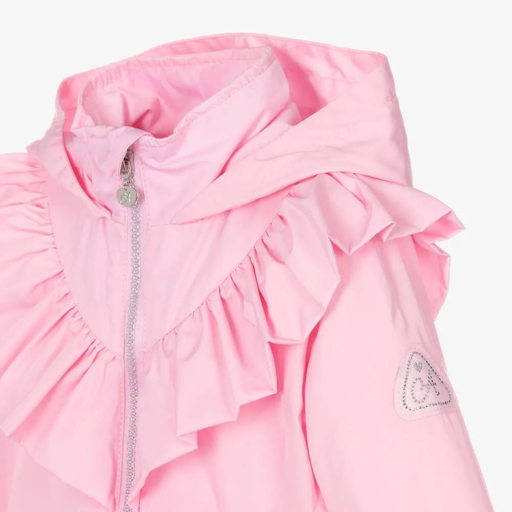 Girls Pink Bow Hooded Coat