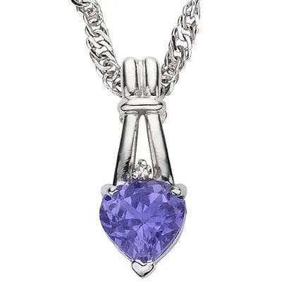 GLAMOROUS 0.60 CT IOLITE & 1 PCS WHITE DIAMOND 10K SOLID WHITE GOLD PENDANT