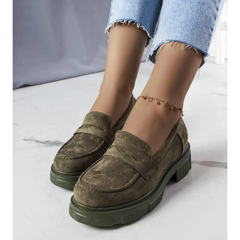 Green loafers