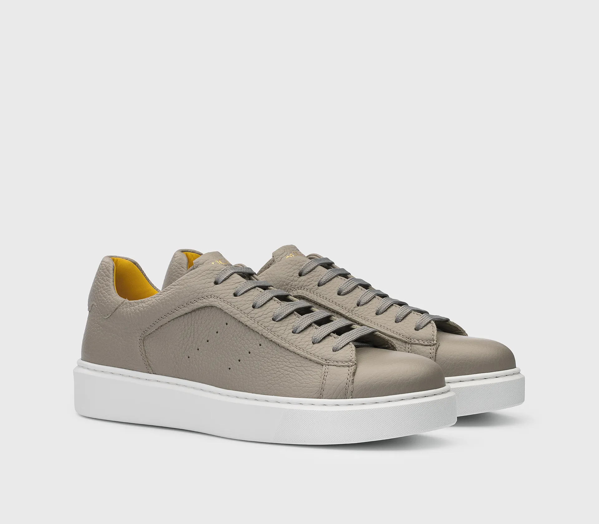 Grey tumbled leather sneaker