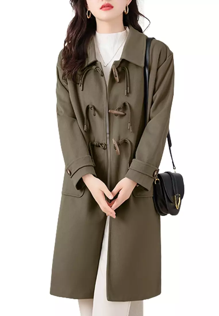 Halo Horn Button Woolen Coat