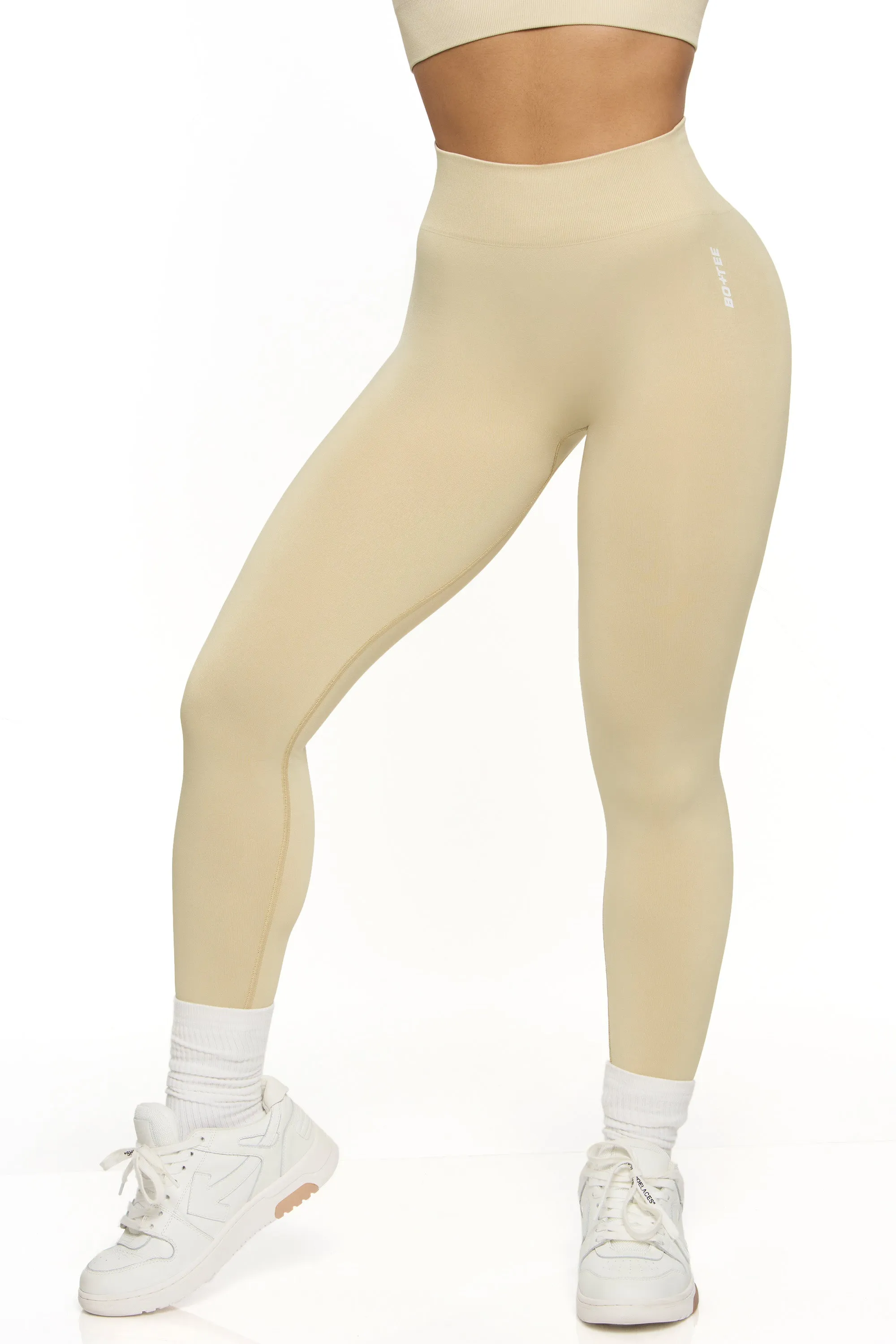 High Waist Seamless Leggings in Beige