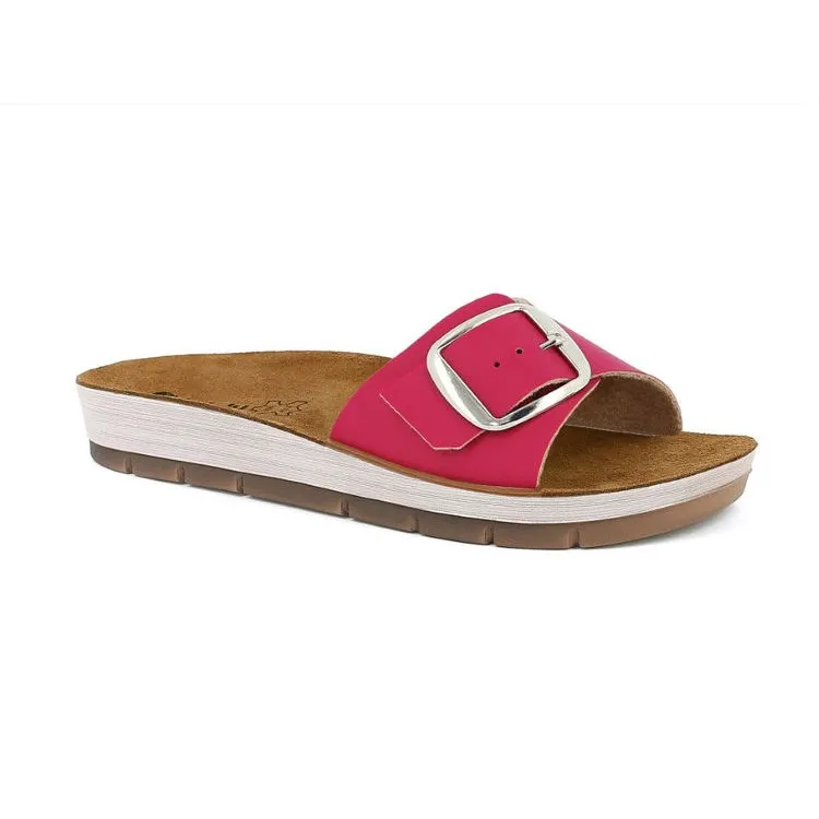 INBLU CP29 Ciabatte Donna Fibbia Regolabile Plantare Soft in Vera Pelle Fuxia