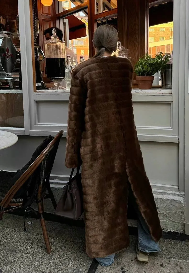 Lia Faux Fur Coat Coffee