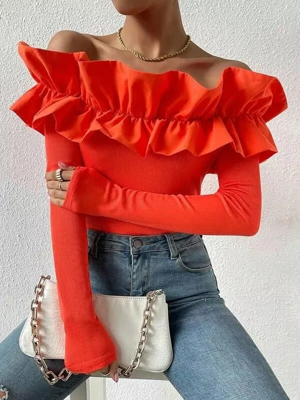 Maglia con scollo rouches petite