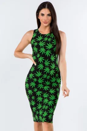 Marijuana Leaf Bodycon Dress