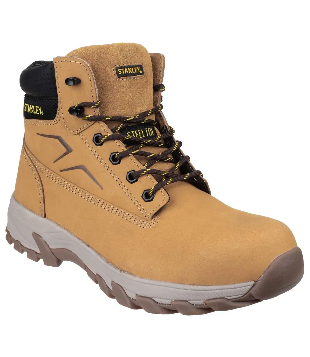 Mens tradesman lace up penetration resistant safety boots honey Stanley