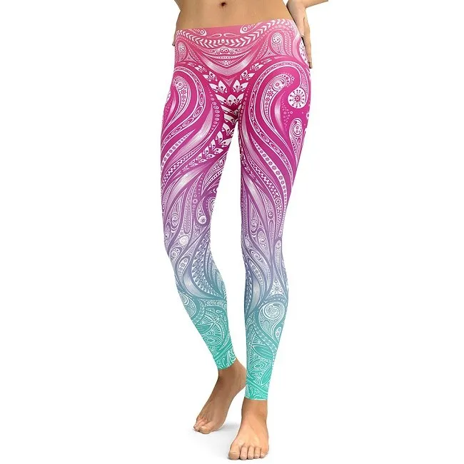 New Design Leggings Women Mandala Flower Digital Print Legging Fitness Leggins Elastic Workout Plus Size Pants