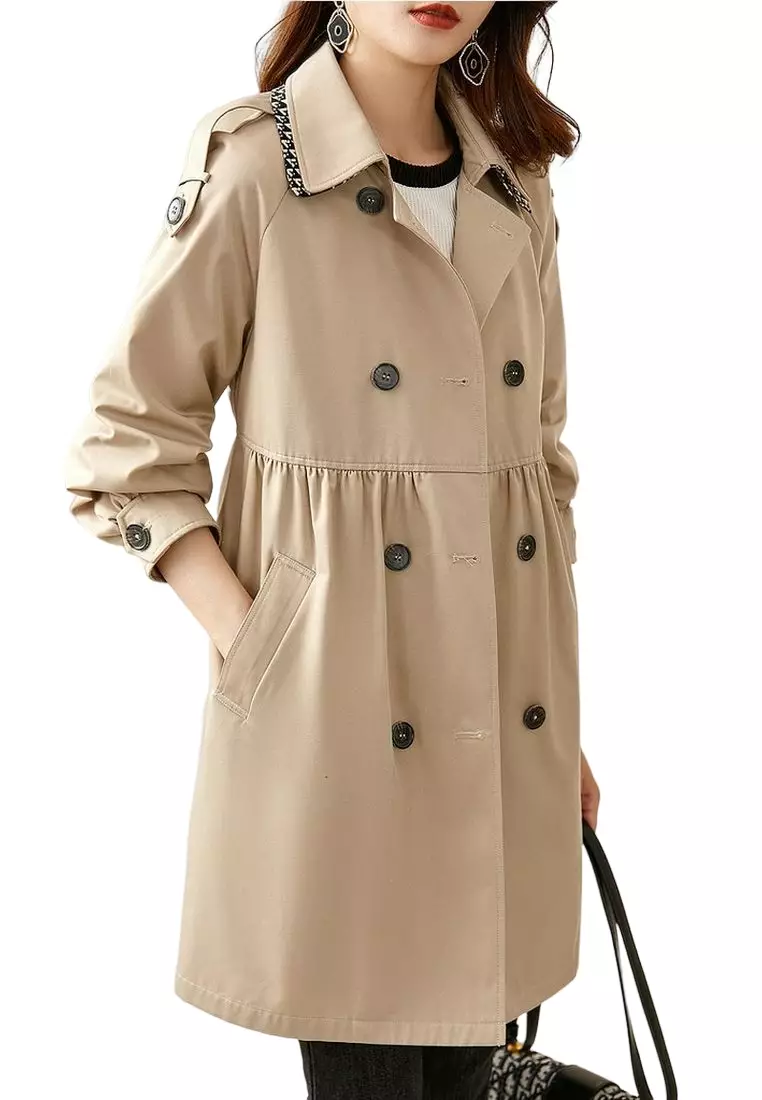 ONX.HK Elegant Lapel Double Breasted Trench Coat