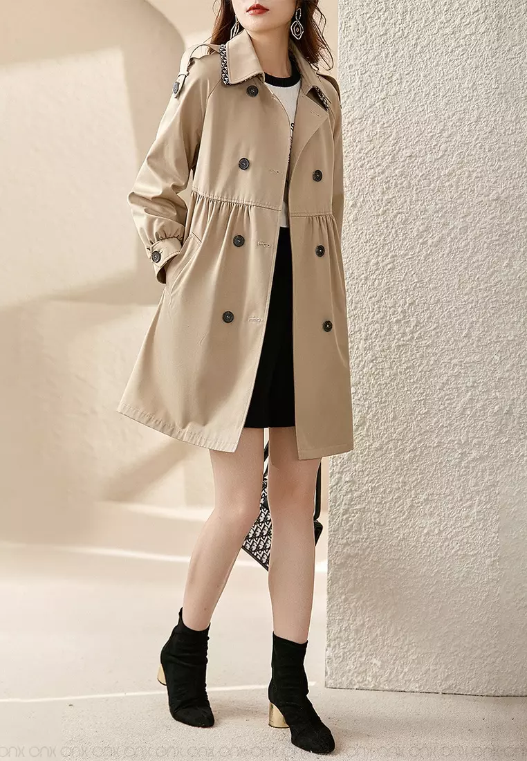 ONX.HK Elegant Lapel Double Breasted Trench Coat