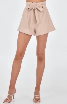 Paperbag Waist Shorts with Tie & Pleated Details (SPA363A) 