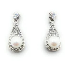 Pendientes Plateados · Cristales Brillo Perla, Plata