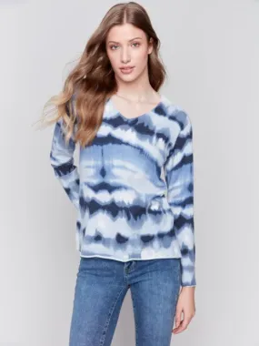 Printed Navy crew neck sweater