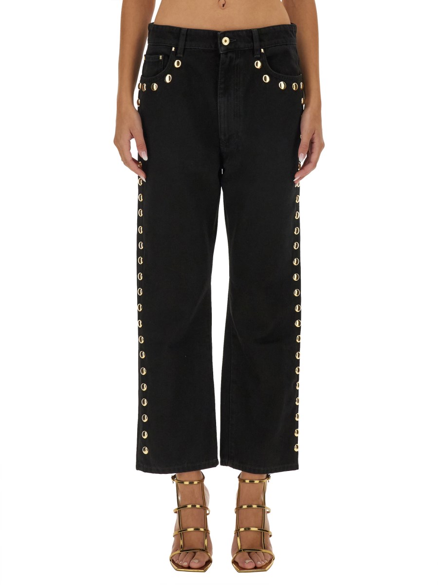 RABANNE      JEANS CON BORCHIE