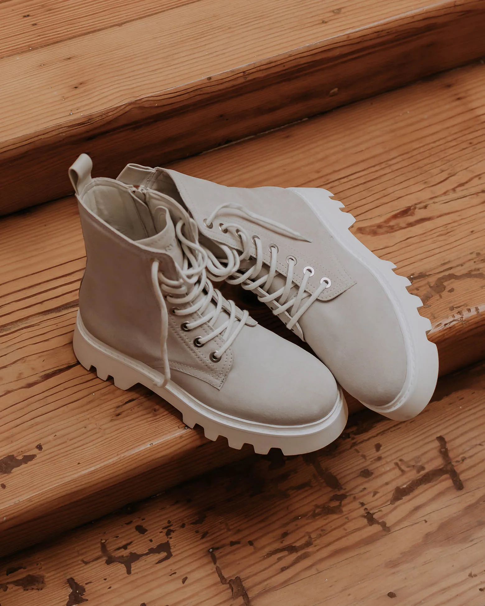 Rose Suede Combat Boots