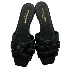 Saint Laurent 595 Black Leather Tribute Sandals 37