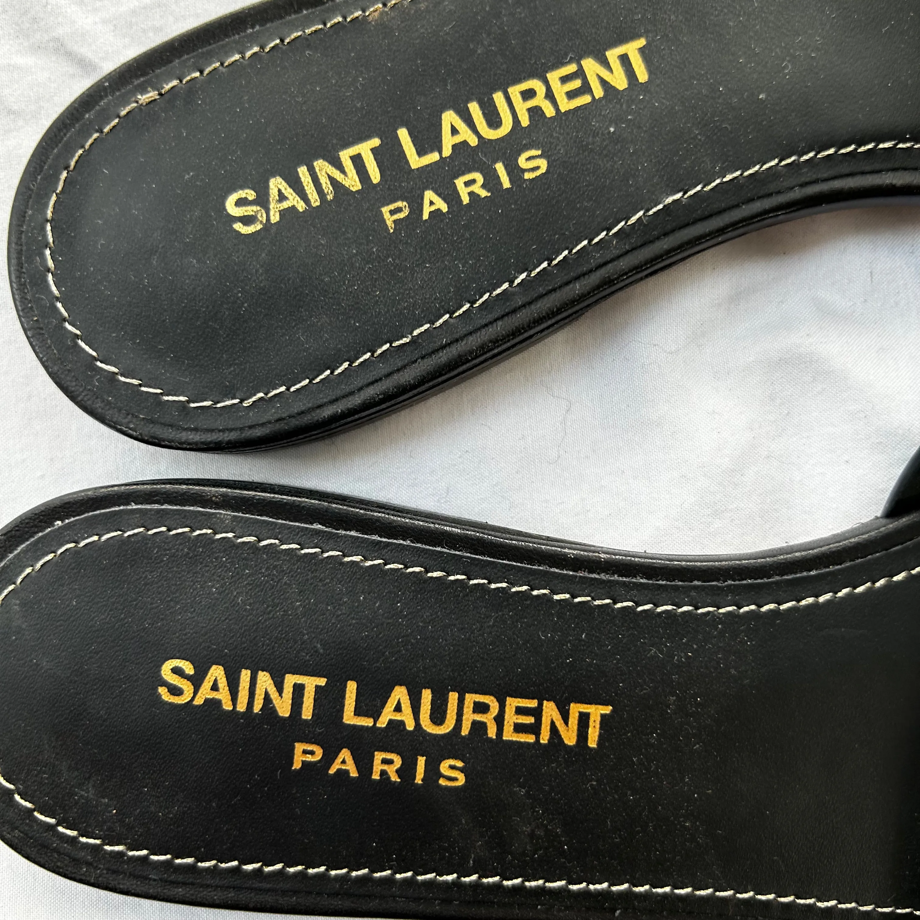 Saint Laurent 595 Black Leather Tribute Sandals 37