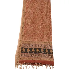 Sanskriti Vintage Dupatta Long Stole Pure Cotton Red Handmade Kalamkari Scarves