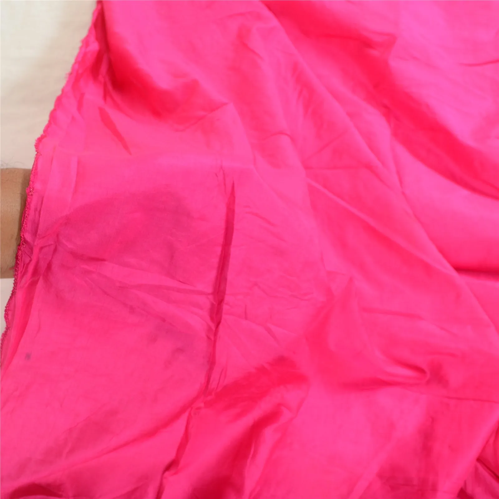Sanskriti Vintage Hot Pink Long Dupatta/Stole 100% Pure Silk Hand Beaded Scarves