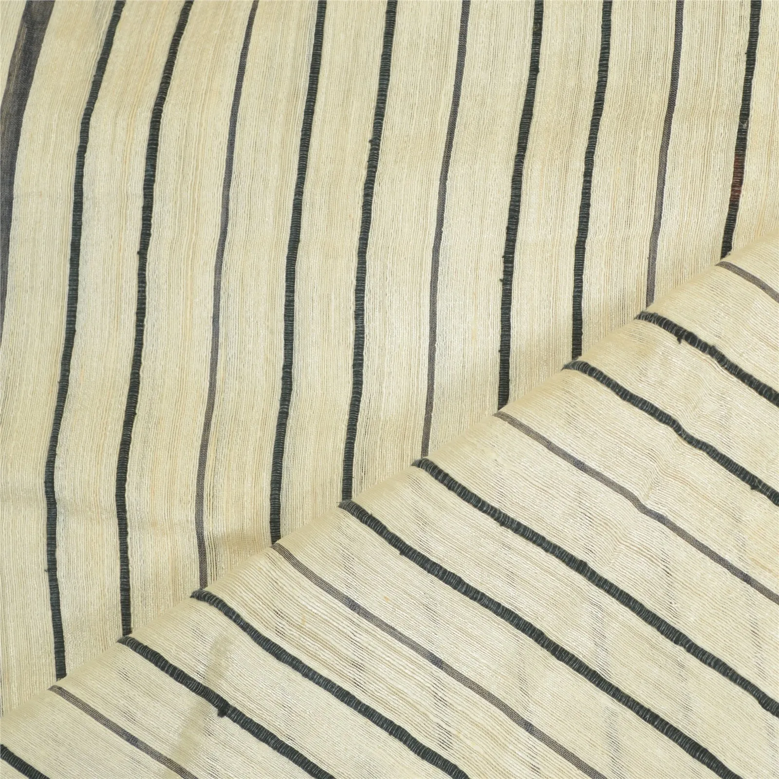 Sanskriti Vintage Ivory Long Dupatta/Stole Pure Handloom Silk Printed Scarves