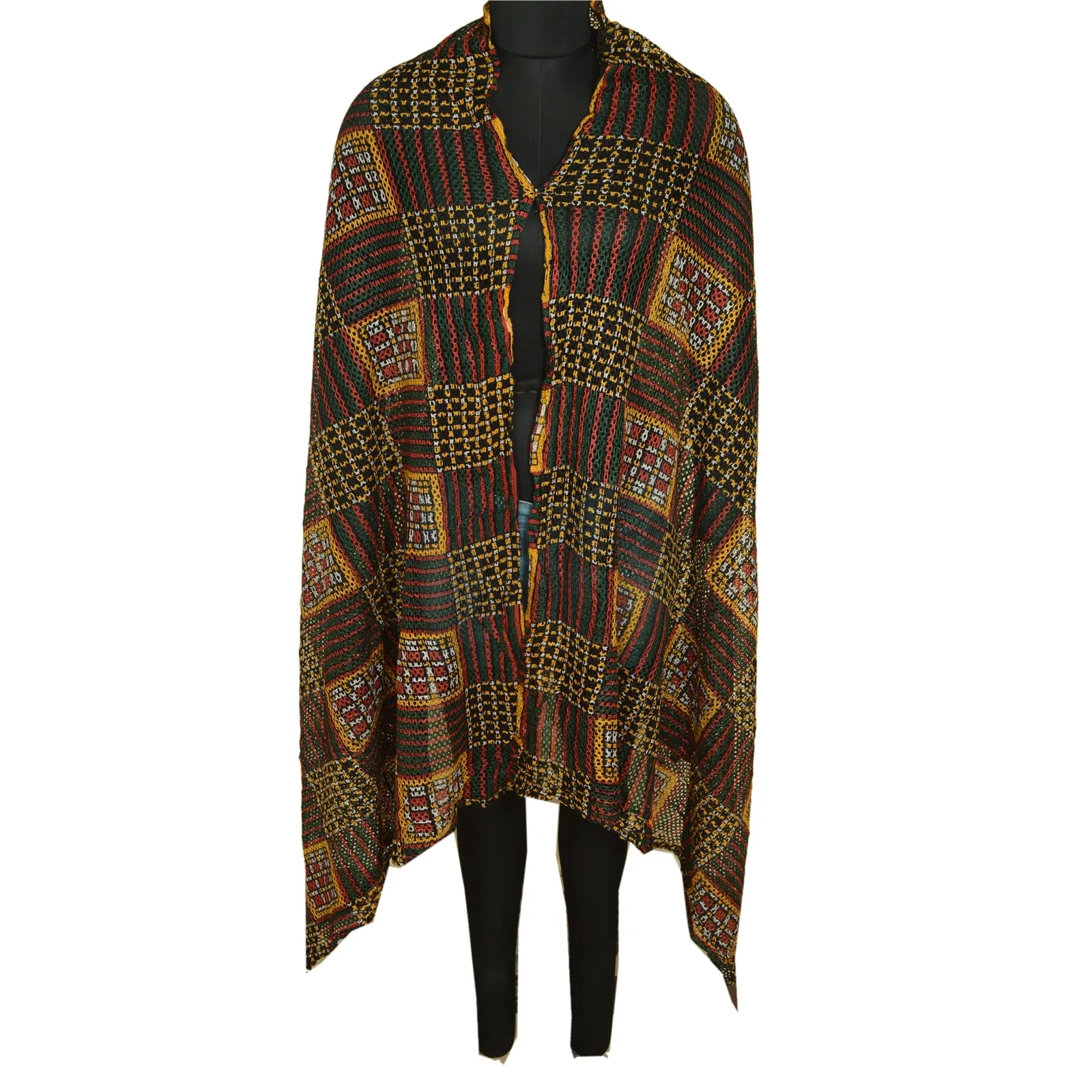 Sanskriti Vintage Long Dupatta Stole 100% Pure Silk Handmade Crochet Scarves