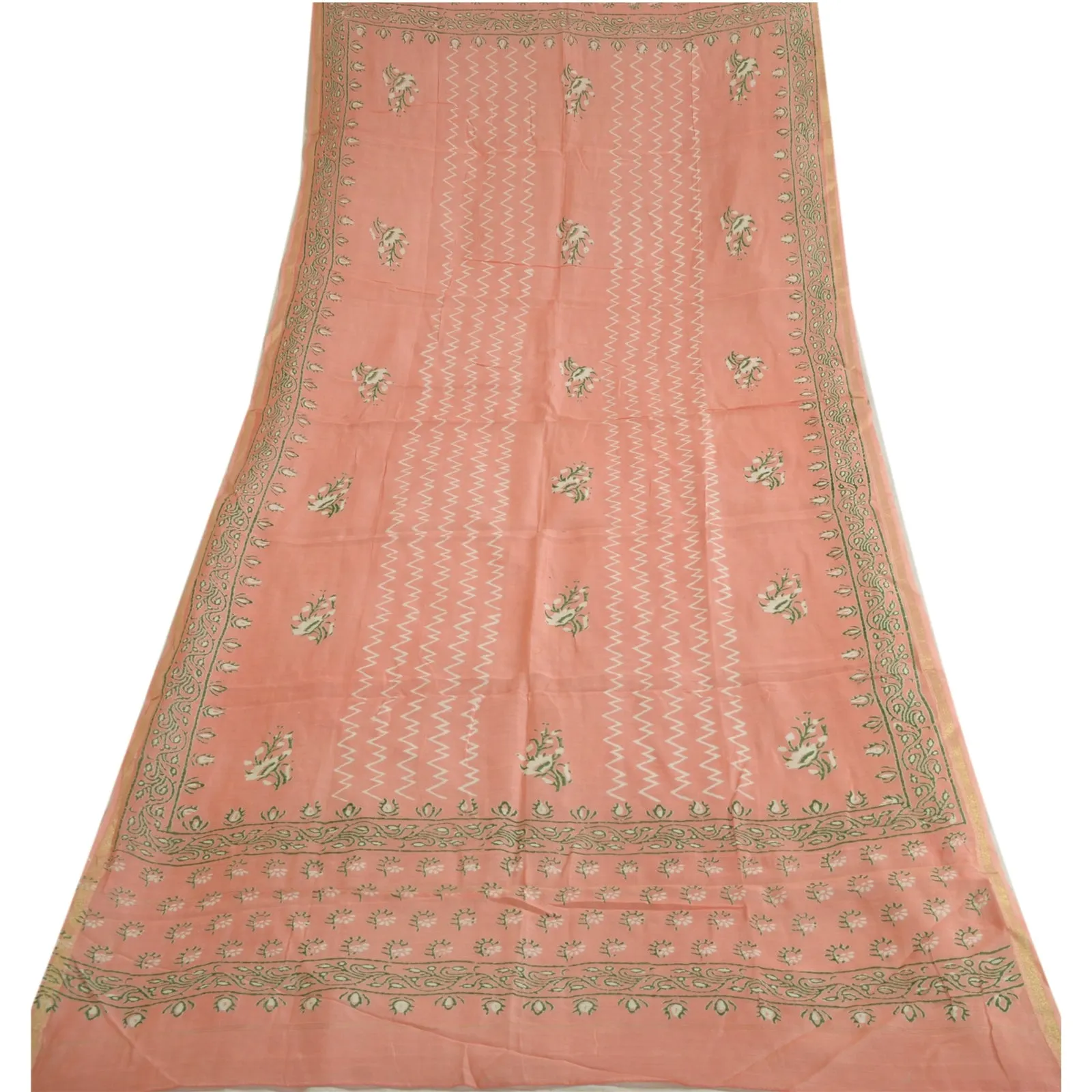 Sanskriti Vintage Long Dupatta Stole Cotton Silk Hand-Block Printed Wrap Scarves