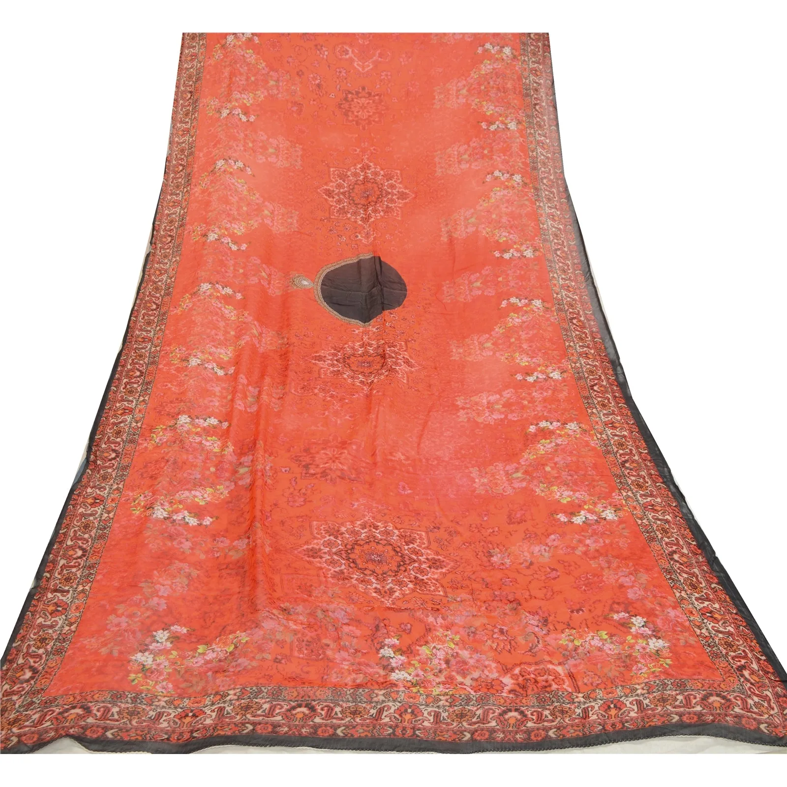 Sanskriti Vintage Red Long Dupatta Stole Blend Georgette Digital Printed Scarves