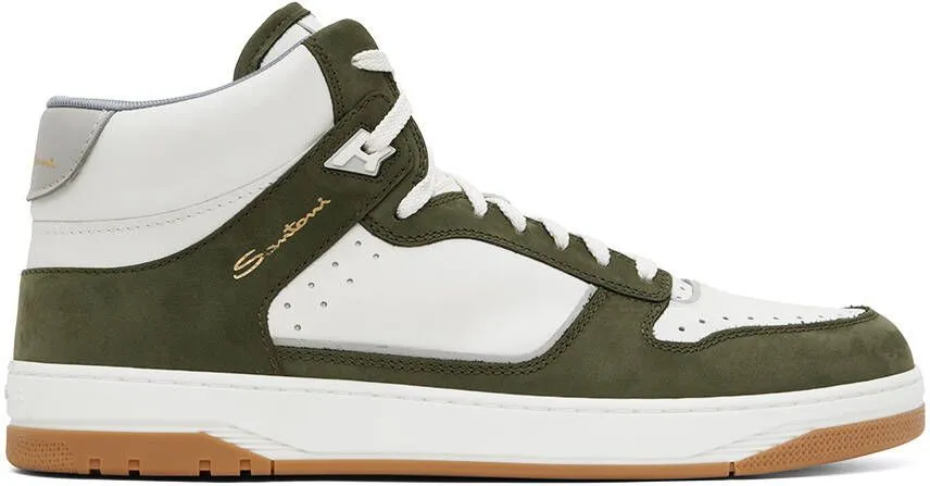 Santoni Green & White Sneak-Air Sneaker